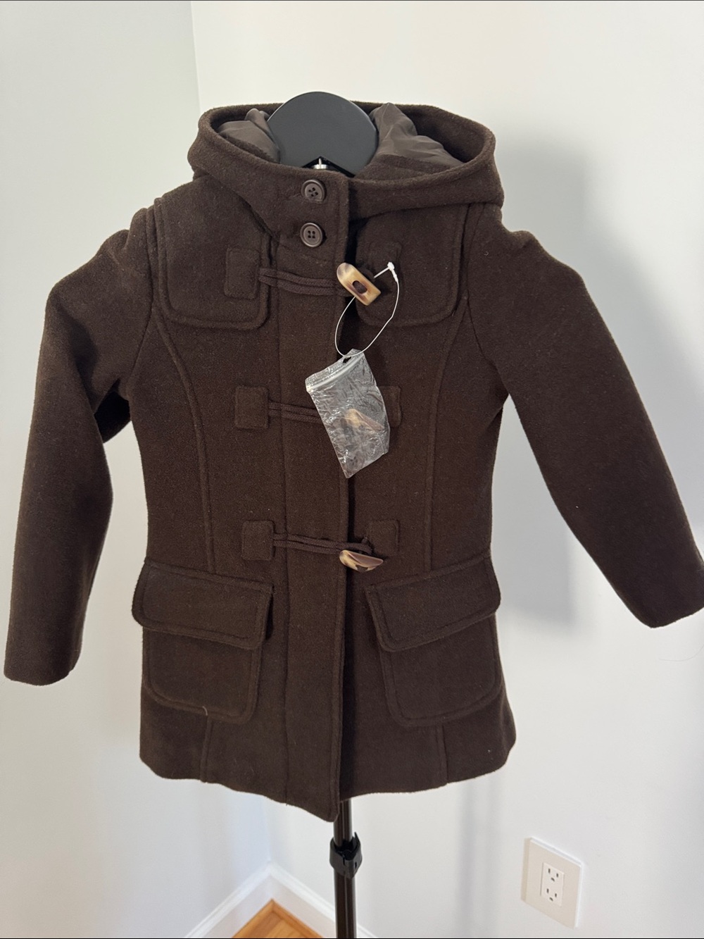 United Colors Of Benetton Kids Brown Hooded Pea Coat. 3T